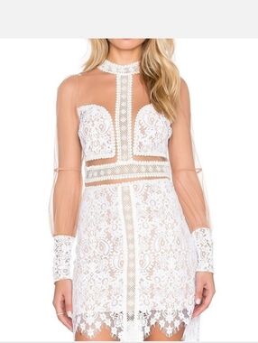 White Crochet And Tan Dress No Size Or Label Tag Xtra Small